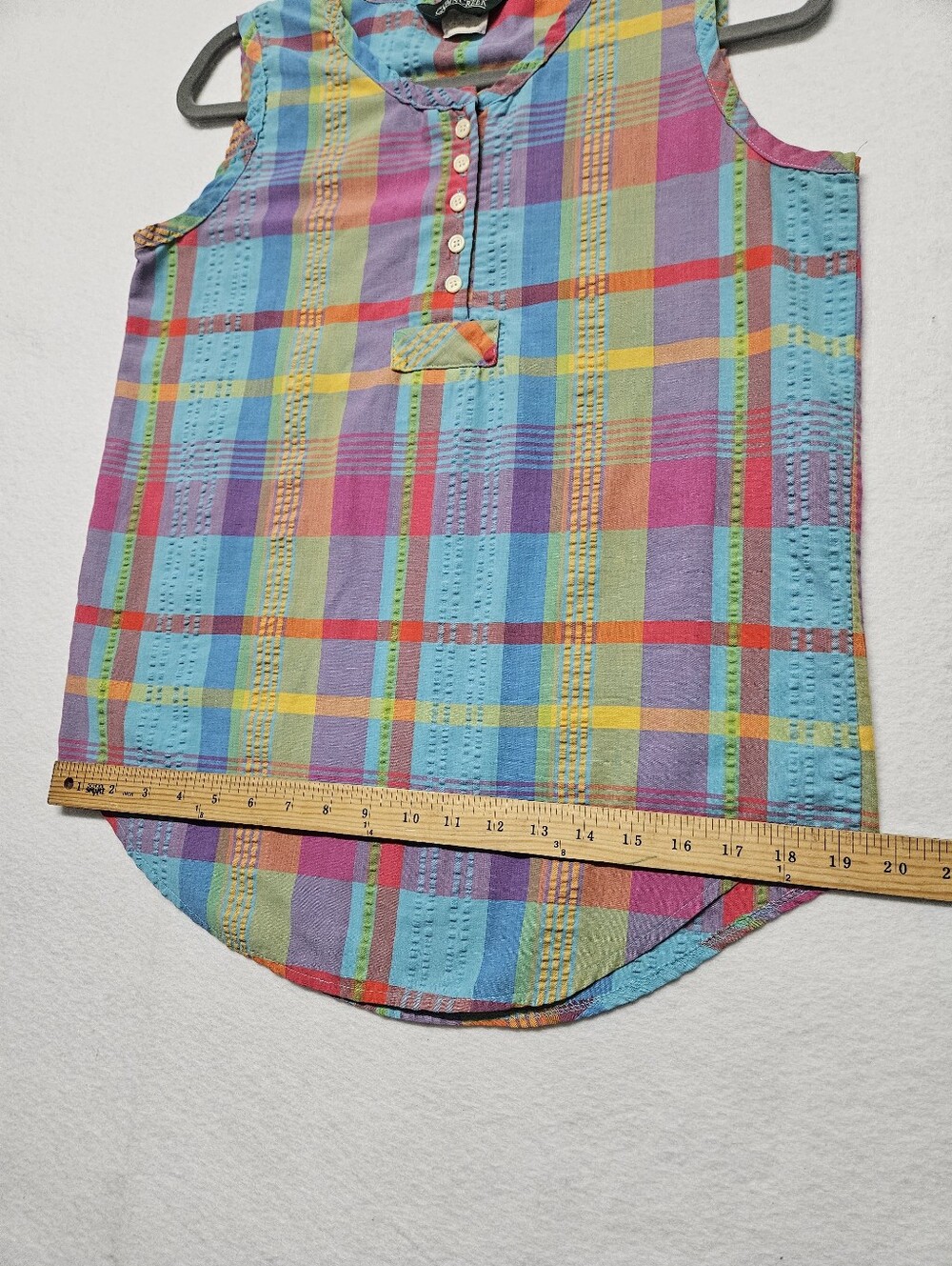 Vintage Cabin Creek Sleeveless Button Front Tank Top Madras Plaid 90s - Picture 7 of 9